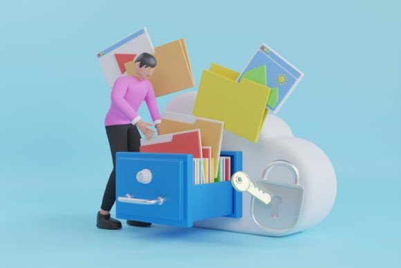 3D Illustration of Cloud Data Storage: A Visual Powerhouse for Modern Design