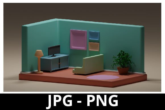 3D Rendered Isometric Cute Family Room: A Must-Have for Modern Design Projects