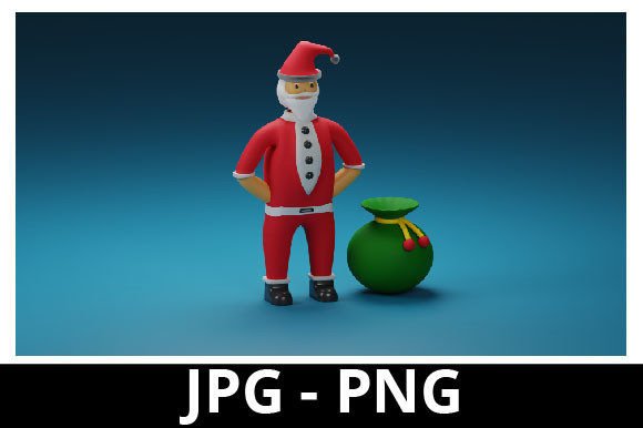 3D Rendered Santa Claus with Gift Bag: Creative Uses for Design Projects