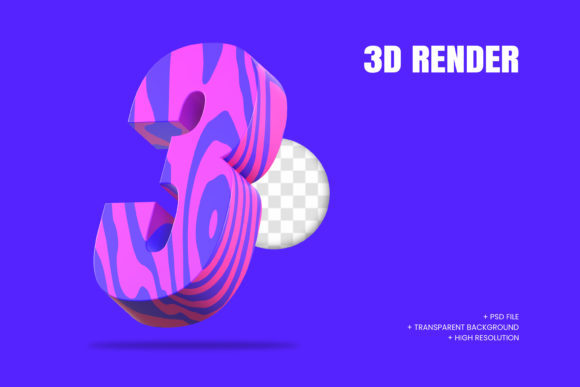 Best 3D Rendering Number 3 Isolated for Design