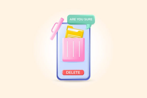 Delete File to Trash 3D Illustration – A Versatile Design Asset for Modern Use
