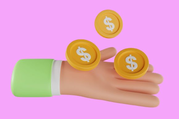 Hand Holding Coin Stack 3D Icon: A Modern Design Element for Financial and Creative Projects