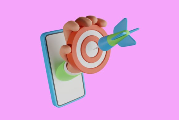 Hand Holding Target with Arrow 3D Icon: A Modern Design Element for Creative Projects
