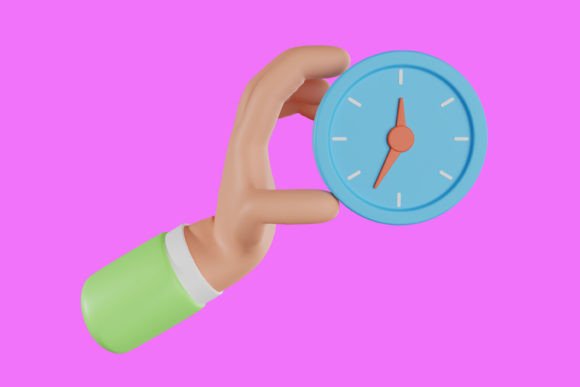 Hand Holding Watch 3D Icon: A Modern Design Essential