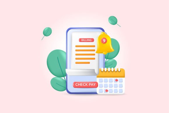 Pay Your Billing on Time 3D Illustration – Strategic Visuals for Business and Branding