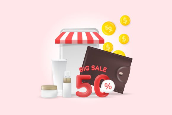 Save Money When See Sale 3D Illustration